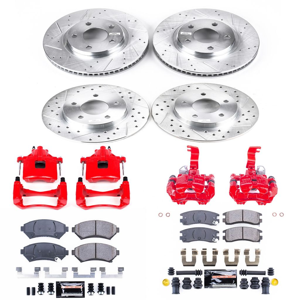 PowerStop KC1543F - Z23 Drilled and Slotted Brake Pad, Rotor, and Caliper Kit
