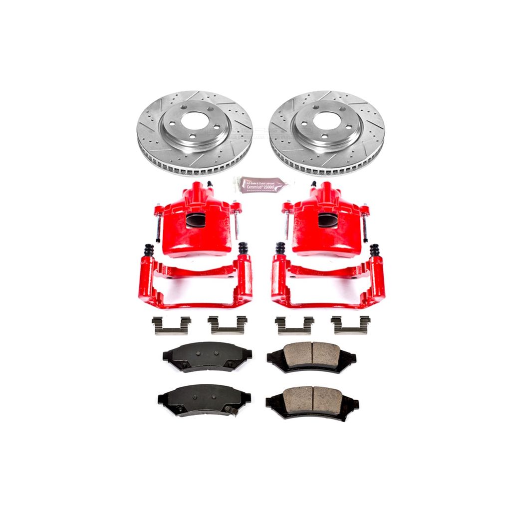 PowerStop KC1586A - Z23 Drilled and Slotted Brake Pad, Rotor, and Caliper Kit