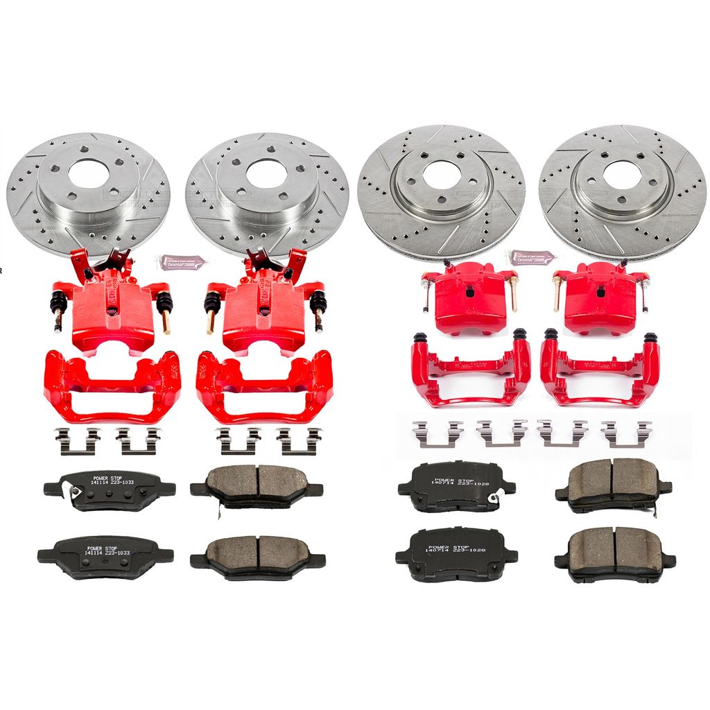 PowerStop KC1612A - Z23 Drilled and Slotted Brake Pad, Rotor, and Caliper Kit