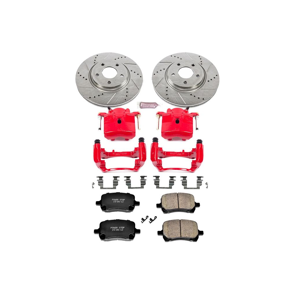 PowerStop KC1614A - Z23 Drilled and Slotted Brake Pad, Rotor, and Caliper Kit