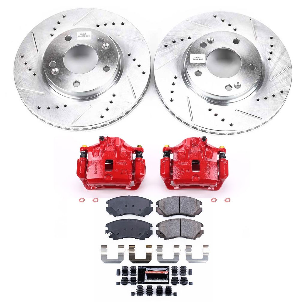 PowerStop KC165A - Z23 Drilled and Slotted Brake Pad, Rotor, and Caliper Kit