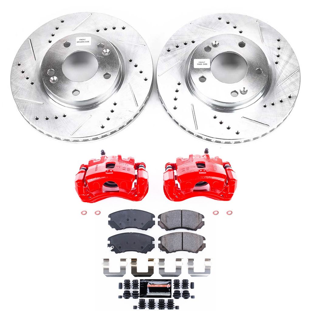 PowerStop KC165B - Z23 Drilled and Slotted Brake Pad, Rotor, and Caliper Kit