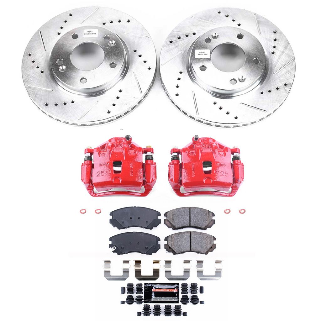 PowerStop KC165C - Z23 Drilled and Slotted Brake Pad, Rotor, and Caliper Kit