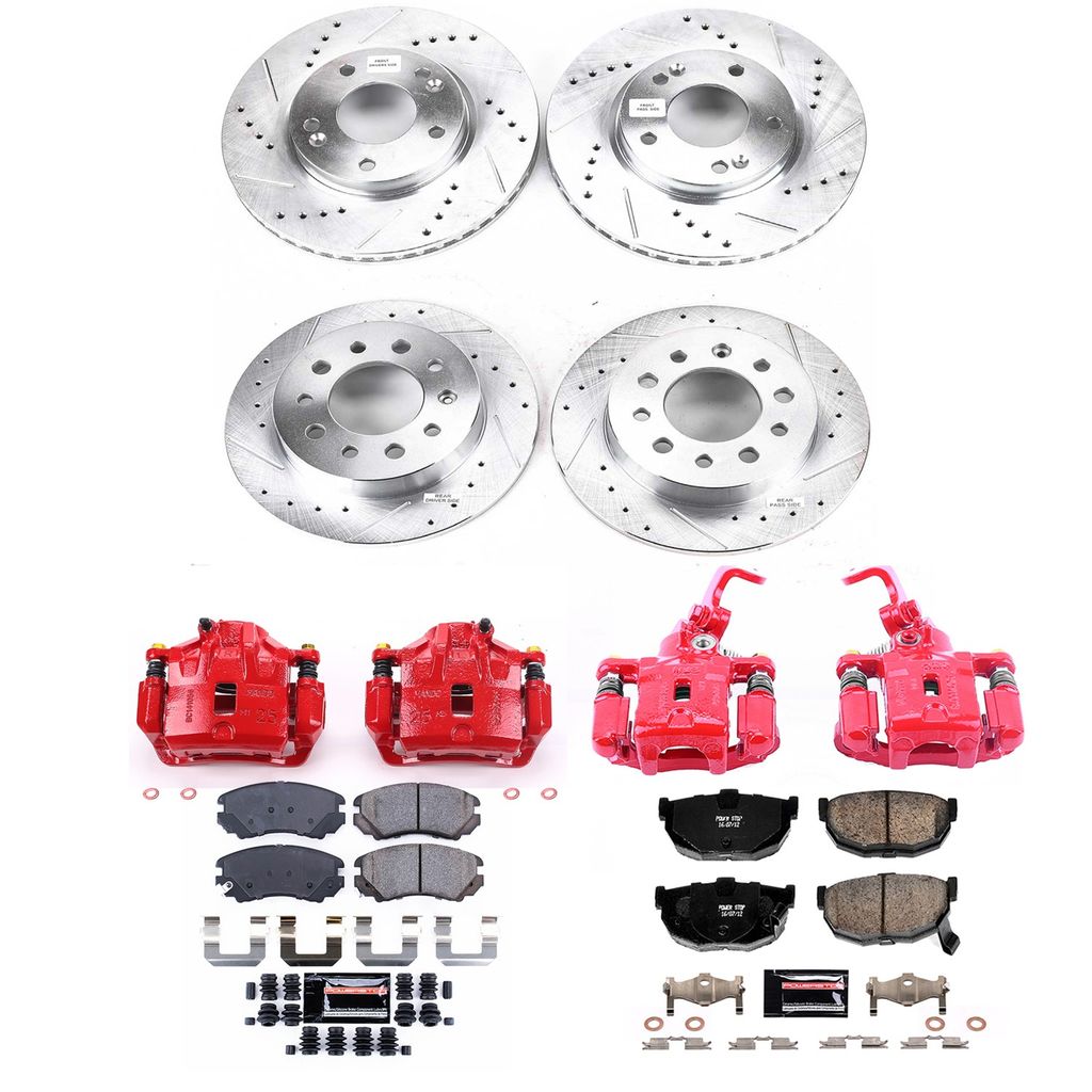 PowerStop KC166A - Z23 Drilled and Slotted Brake Pad, Rotor, and Caliper Kit