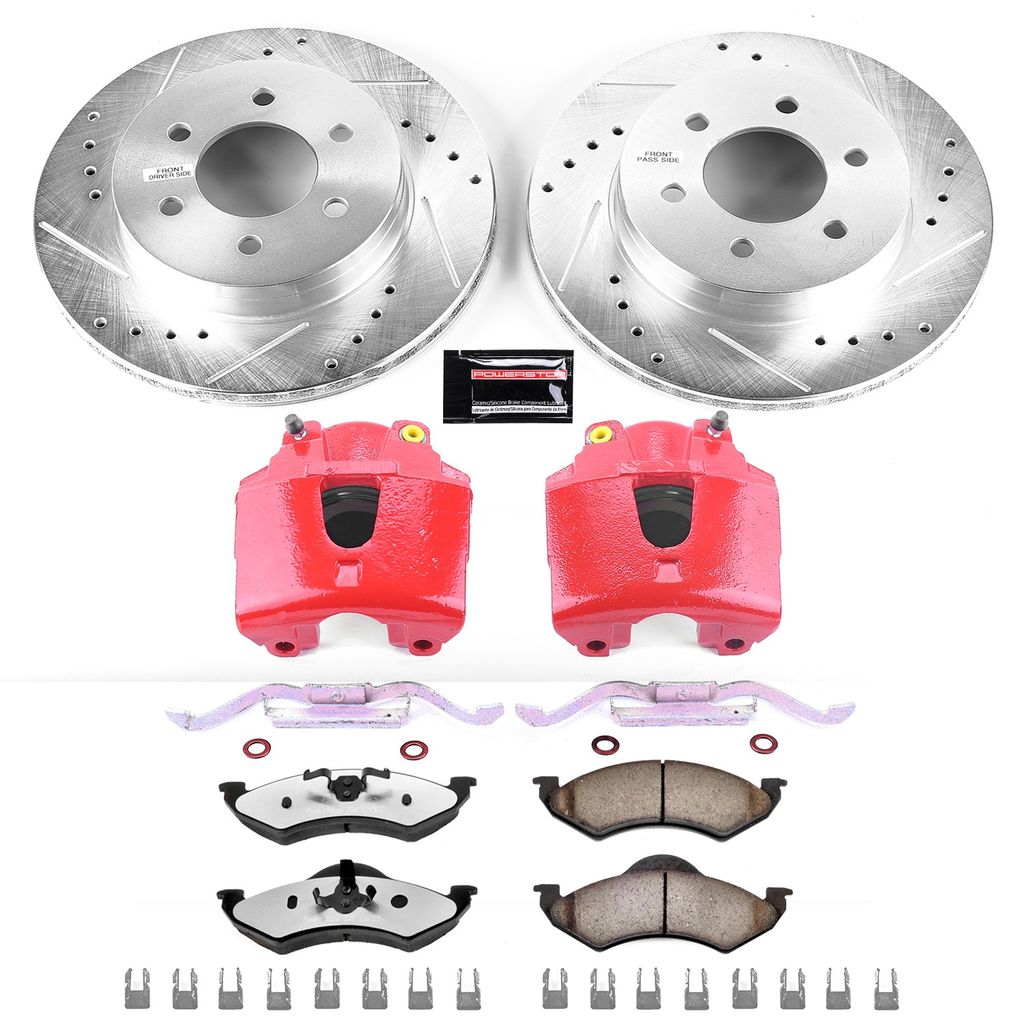 PowerStop KC2139-36 - Z36 Drilled and Slotted Truck and Tow Brake Pad, Rotor, and Caliper Kit