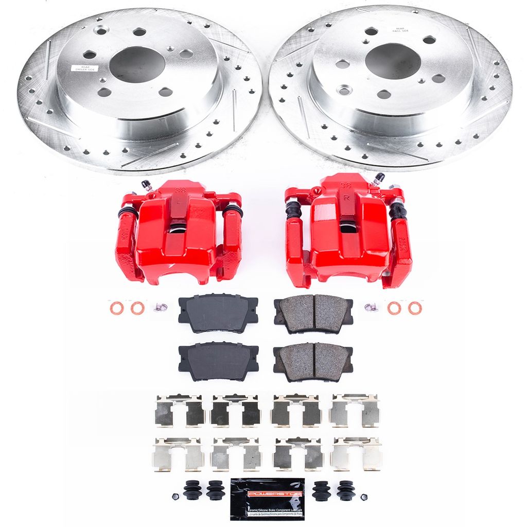 PowerStop KC4671A - Z23 Drilled and Slotted Brake Pad, Rotor, and Caliper Kit