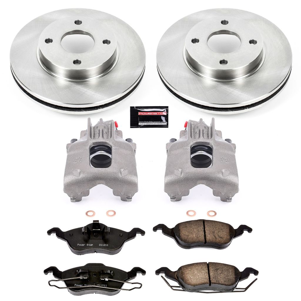 PowerStop KCOE1358 - OE Stock Replacement Brake Pad, Rotor and Caliper Kit