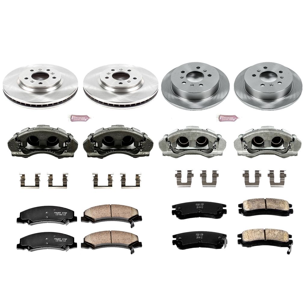 PowerStop KCOE1438 - OE Stock Replacement Brake Pad, Rotor and Caliper Kit