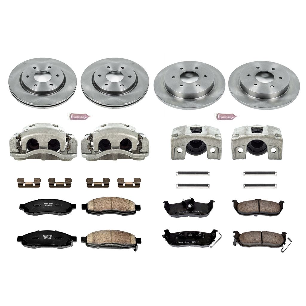PowerStop KCOE212 - OE Stock Replacement Brake Pad, Rotor and Caliper Kit