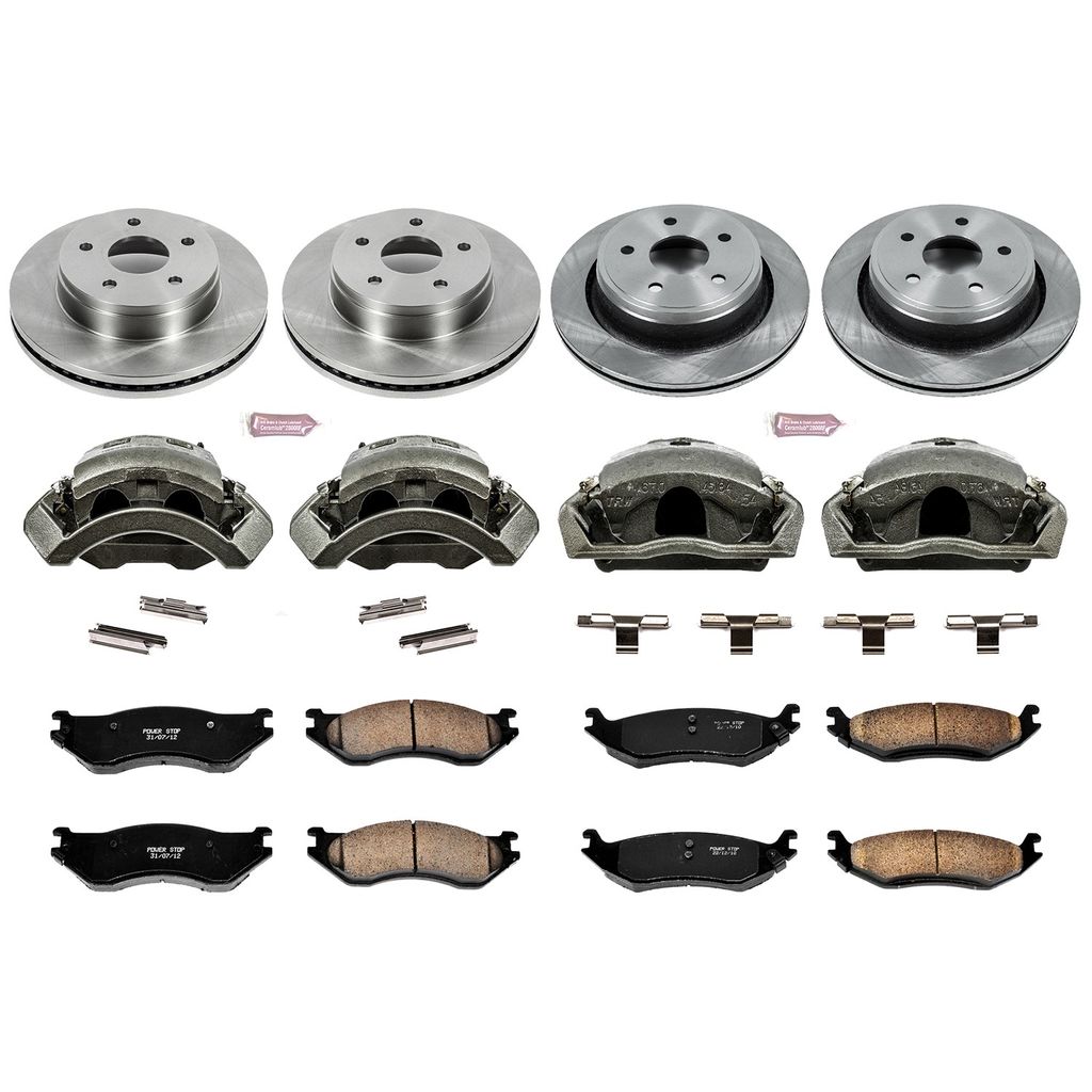 PowerStop KCOE2166 - OE Stock Replacement Brake Pad, Rotor and Caliper Kit