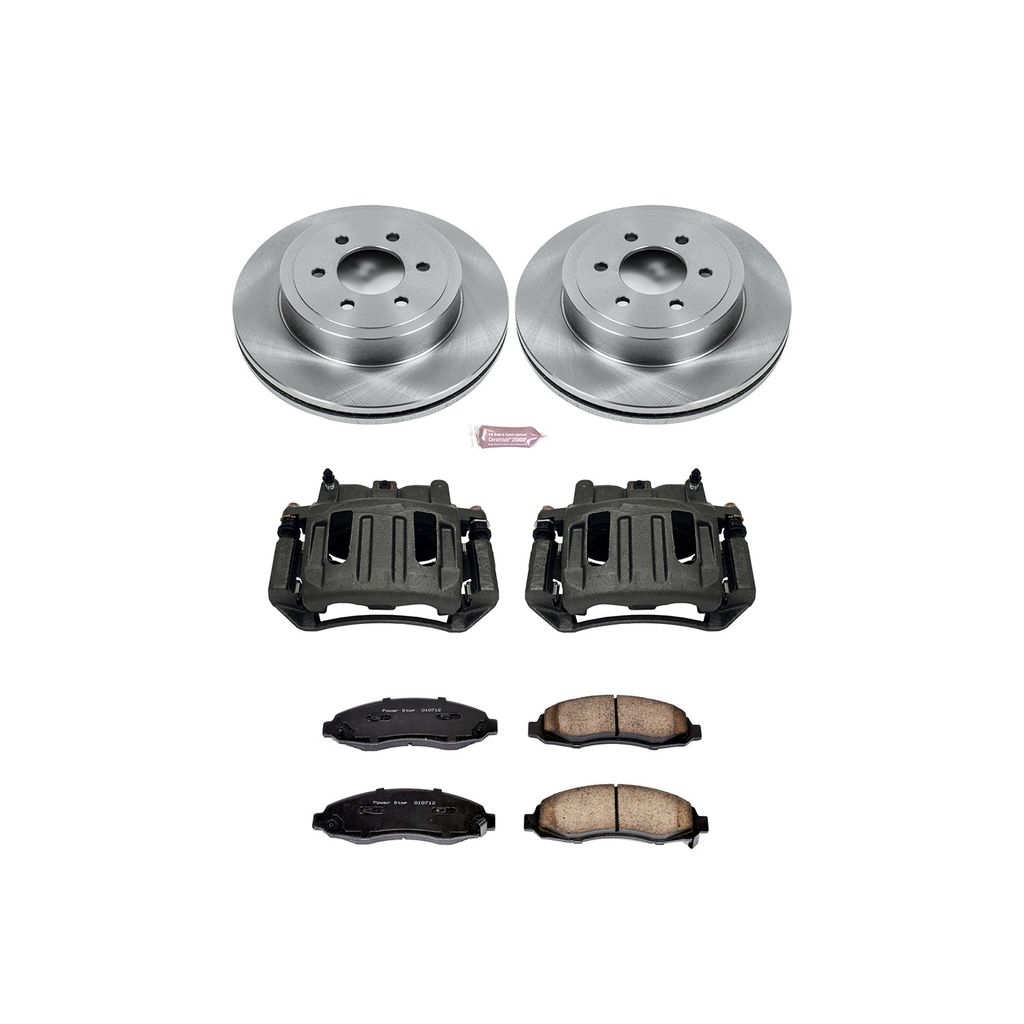 PowerStop KCOE2187 - OE Stock Replacement Brake Pad, Rotor and Caliper Kit