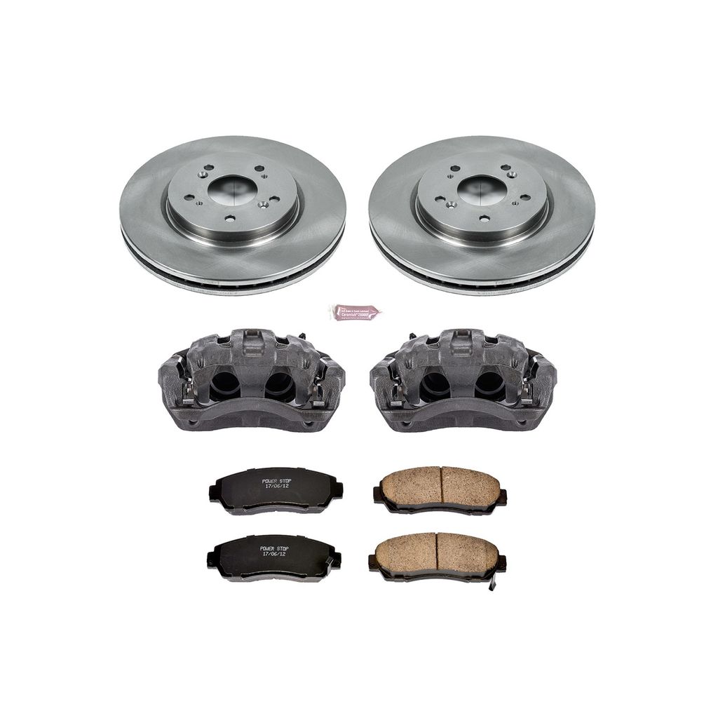 PowerStop KCOE228 - OE Stock Replacement Brake Pad, Rotor and Caliper Kit