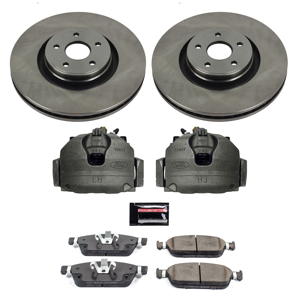 PowerStop KCOE7147 - OE Stock Replacement Brake Pad, Rotor and Caliper Kit