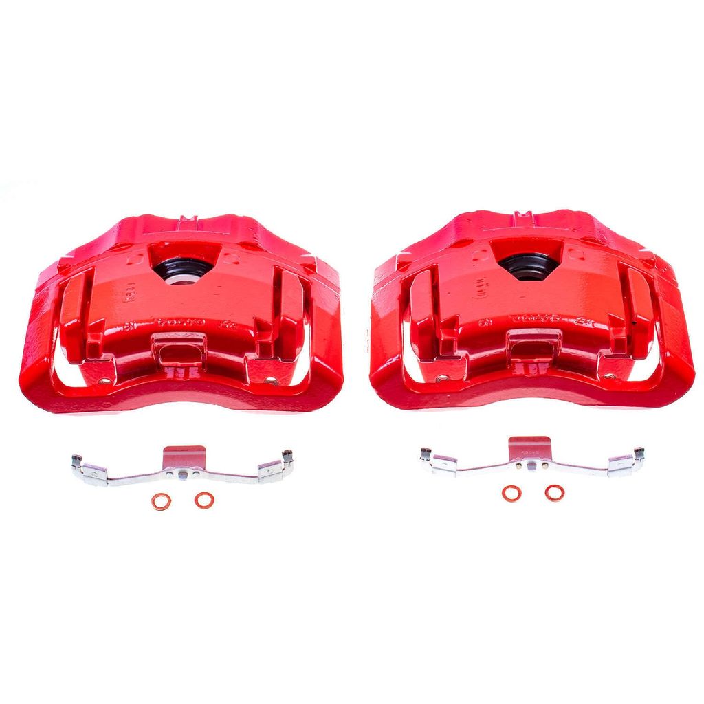 PowerStop S2962 - Disc Brake Caliper Set, Red, Powdercoated with Bracket