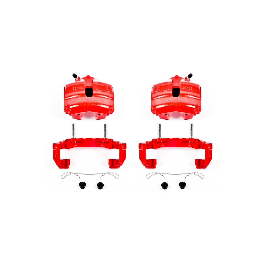 PowerStop S2974A - Disc Brake Caliper Set, Red, Powdercoated with Bracket