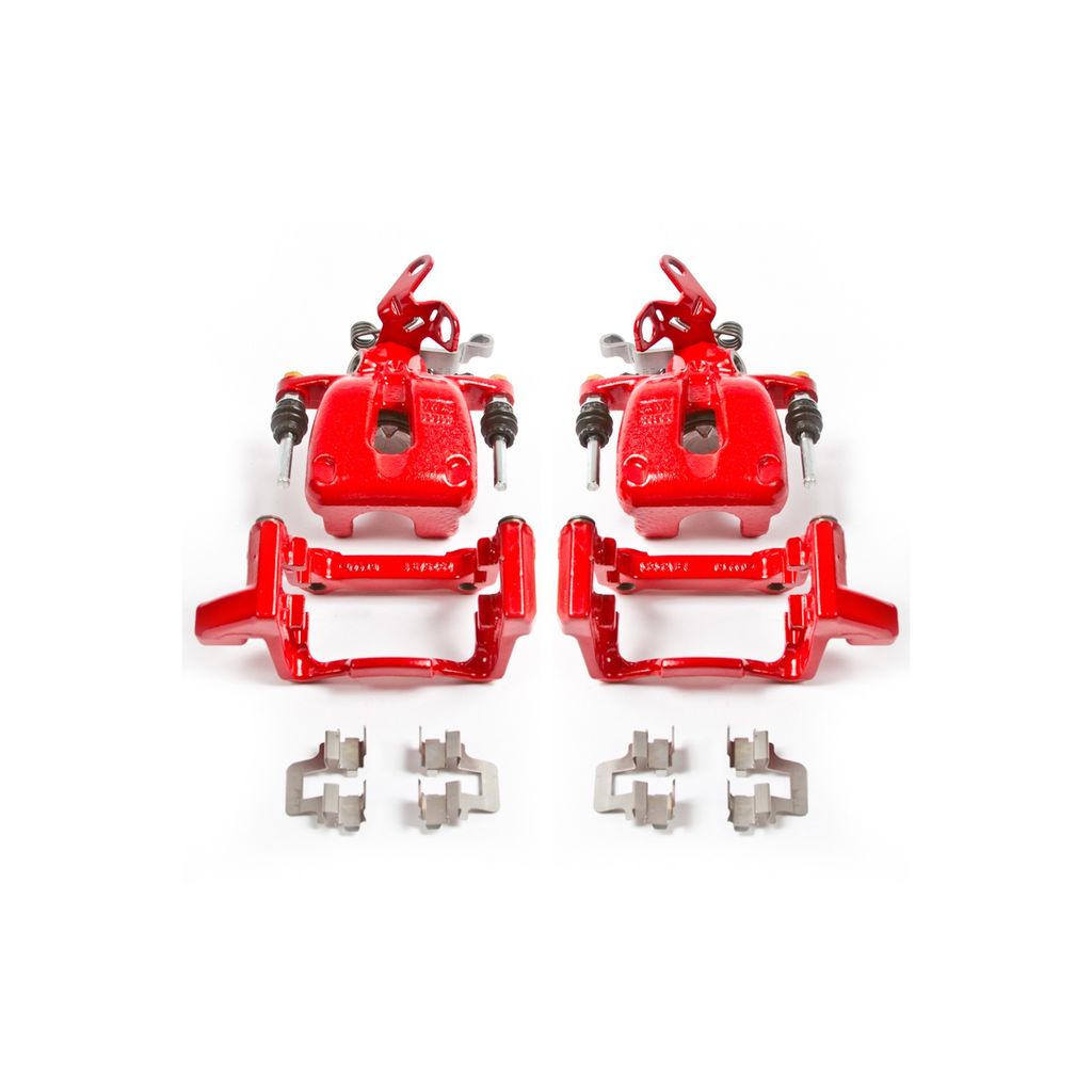 PowerStop S2976 - Disc Brake Caliper Set, Red, Powdercoated with Bracket
