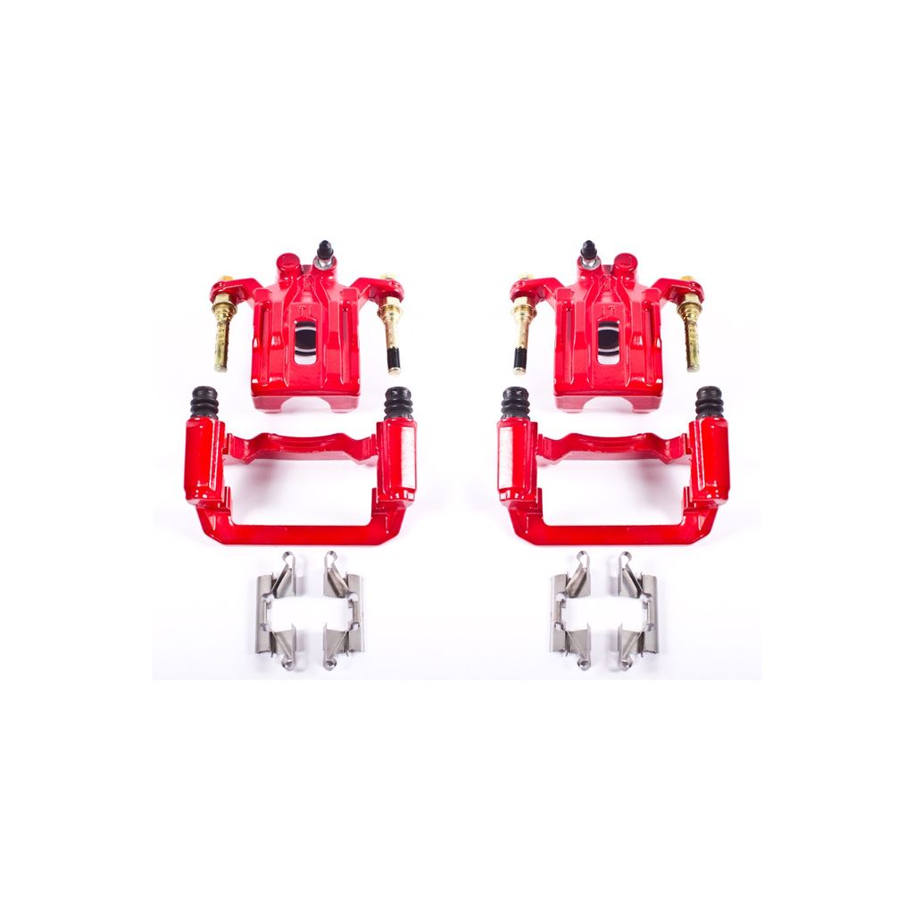 PowerStop S2994A - Disc Brake Caliper Set, Red, Powdercoated with Bracket