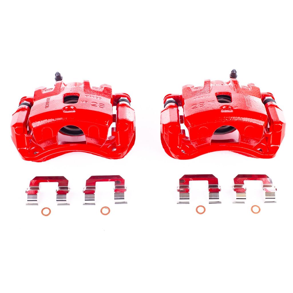 PowerStop S2996 - Disc Brake Caliper Set, Red, Powdercoated with Bracket