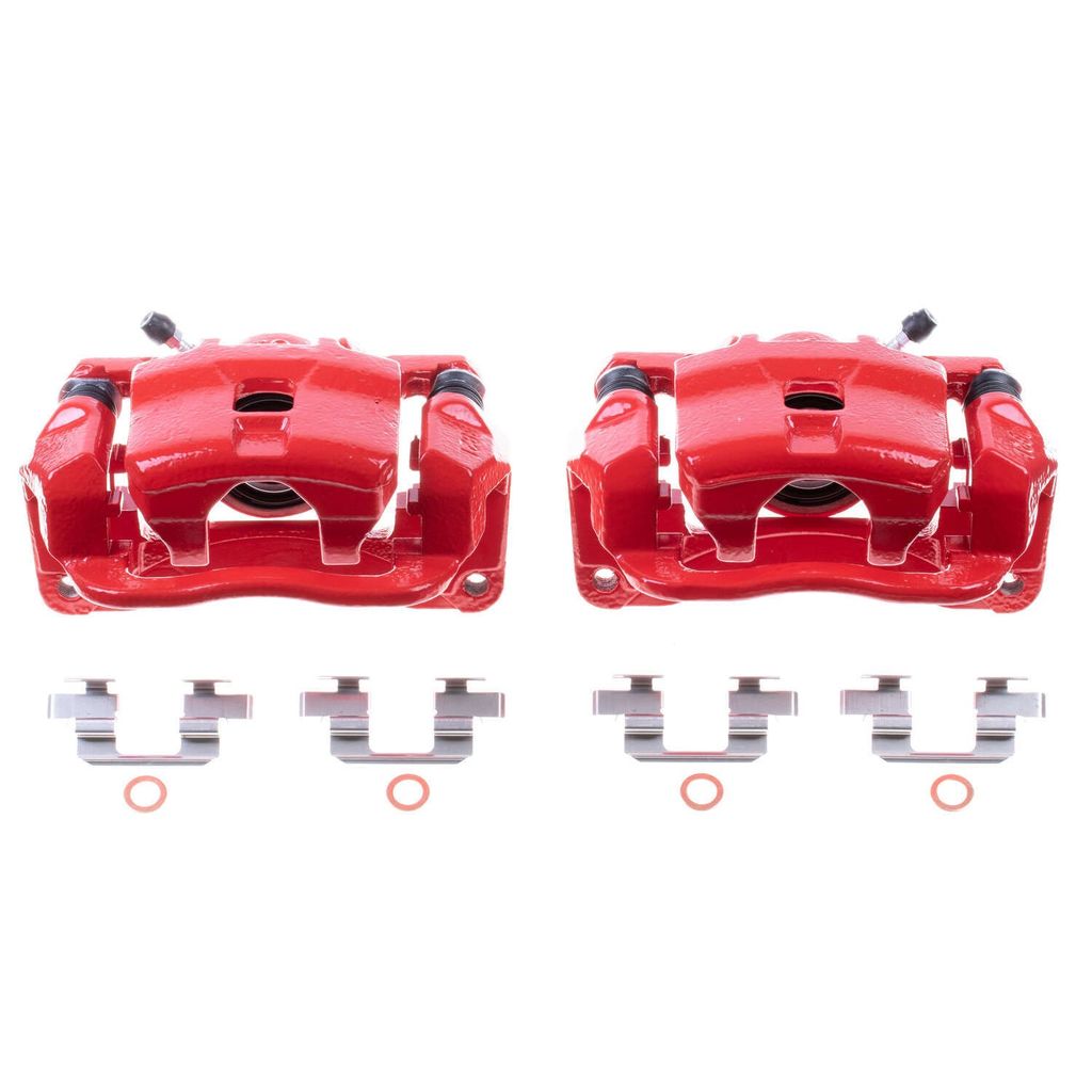 PowerStop S3104 - Disc Brake Caliper Set, Red, Powdercoated with Bracket