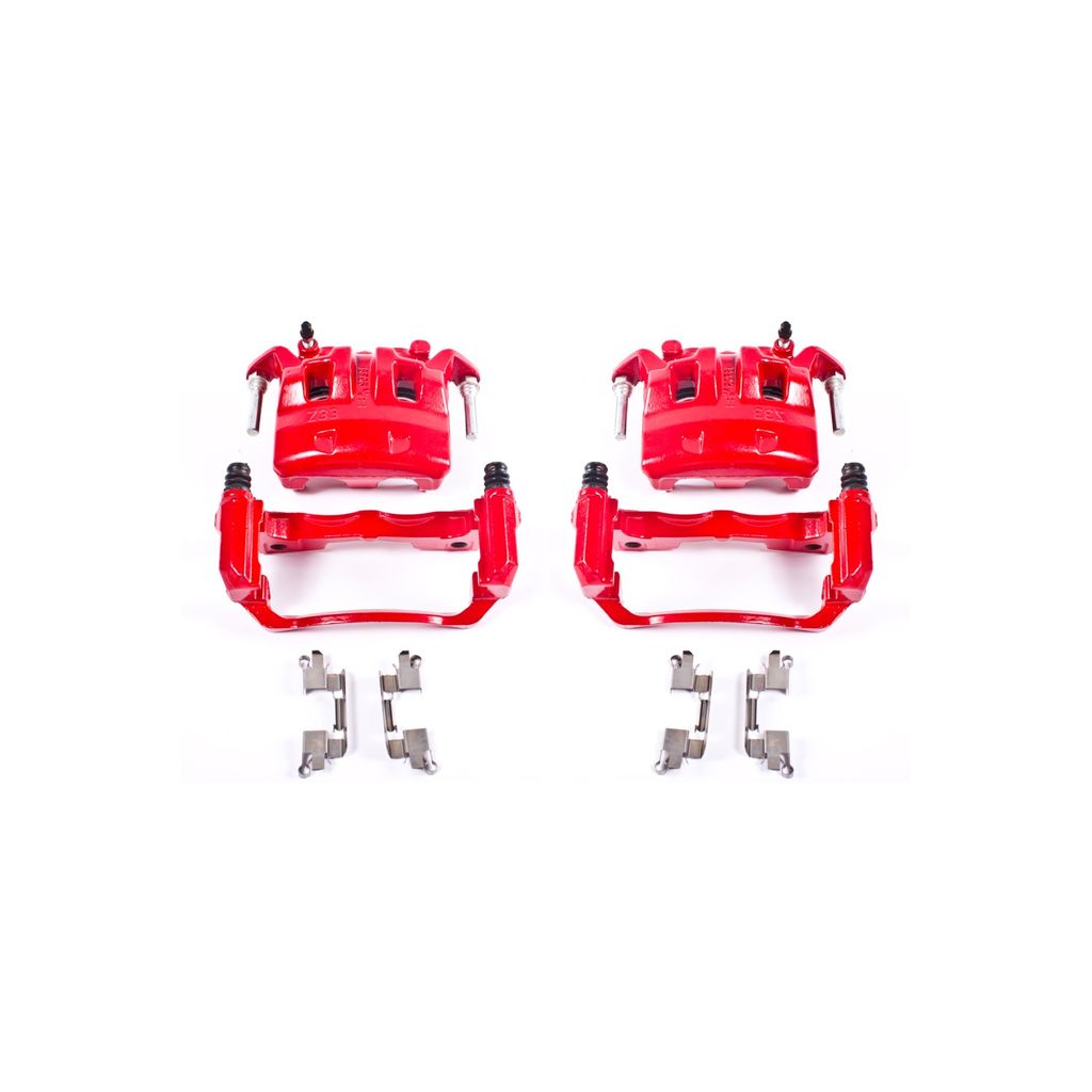 PowerStop S3122 - Disc Brake Caliper Set, Red, Powdercoated with Bracket