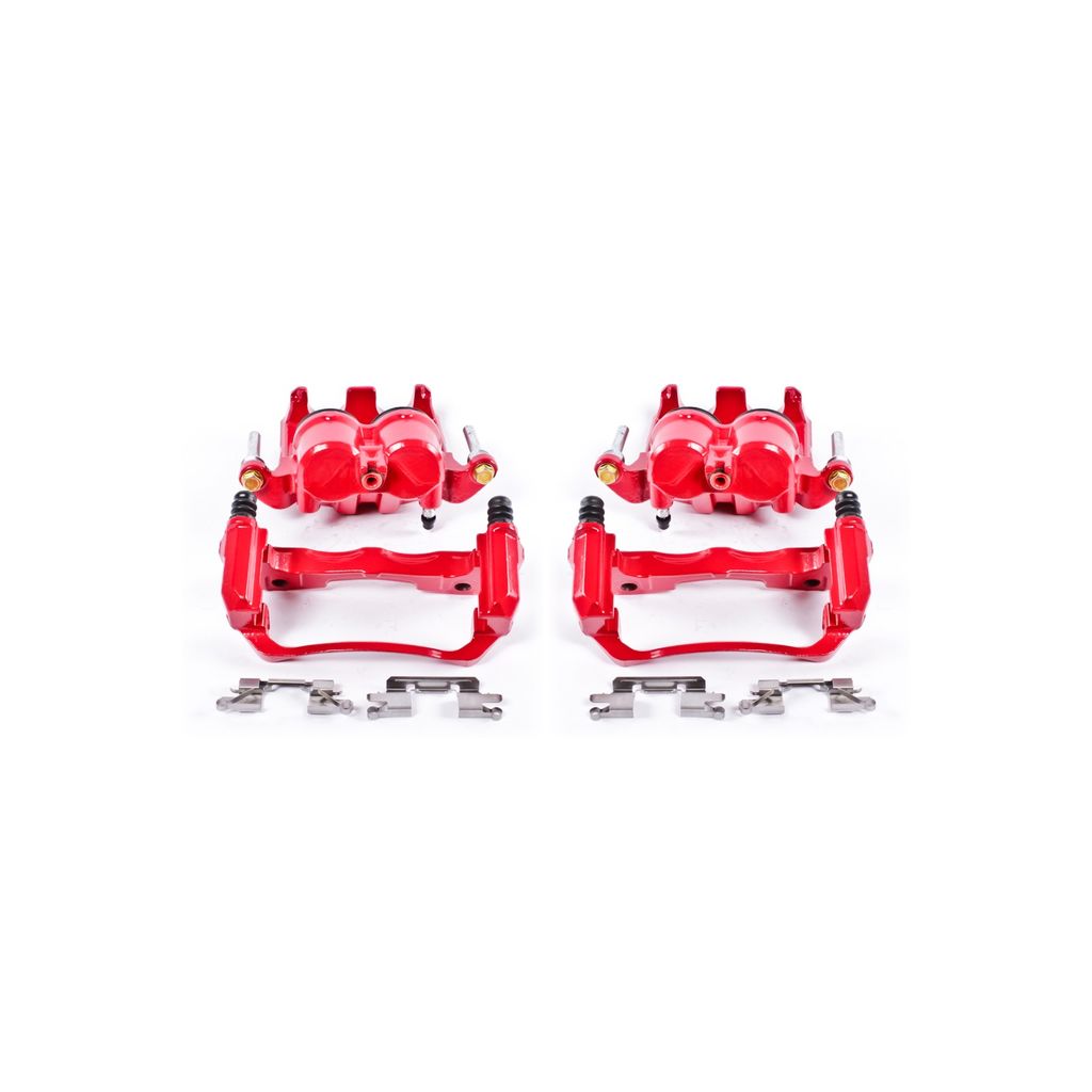 PowerStop S3122A - Disc Brake Caliper Set, Red, Powdercoated with Bracket