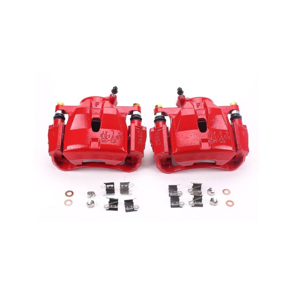 PowerStop S3196A - Disc Brake Caliper Set, Red, Powdercoated with Bracket