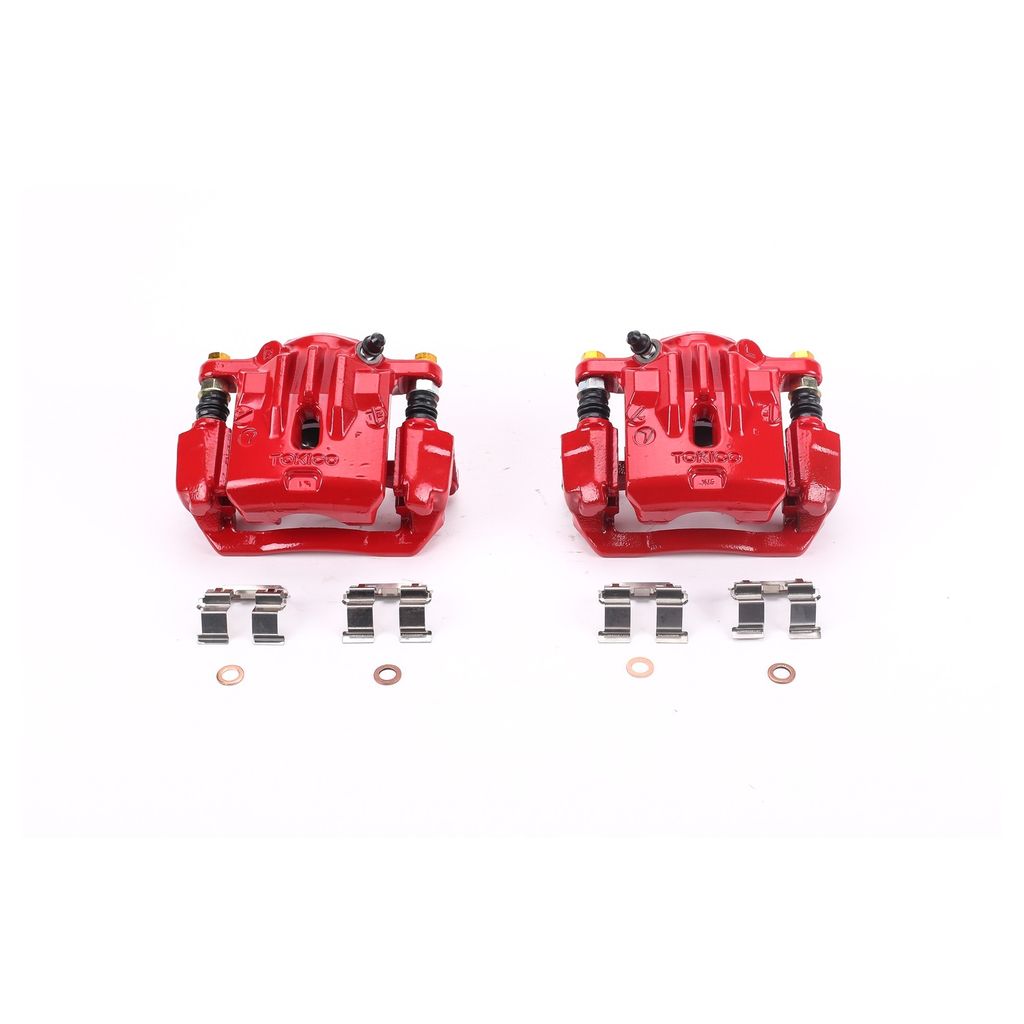 PowerStop S3224 - Disc Brake Caliper Set, Red, Powdercoated with Bracket