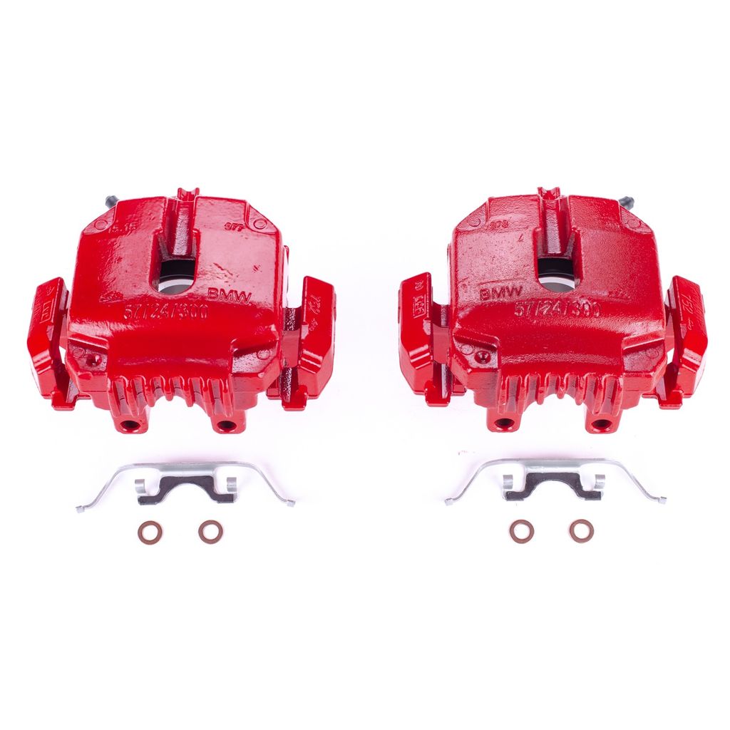 PowerStop S3242 - Disc Brake Caliper Set, Red, Powdercoated with Bracket
