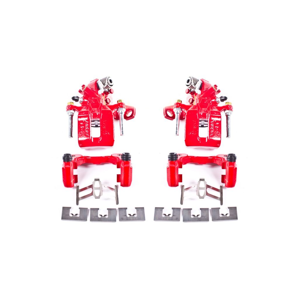 PowerStop S3298 - Disc Brake Caliper Set, Red, Powdercoated with Bracket