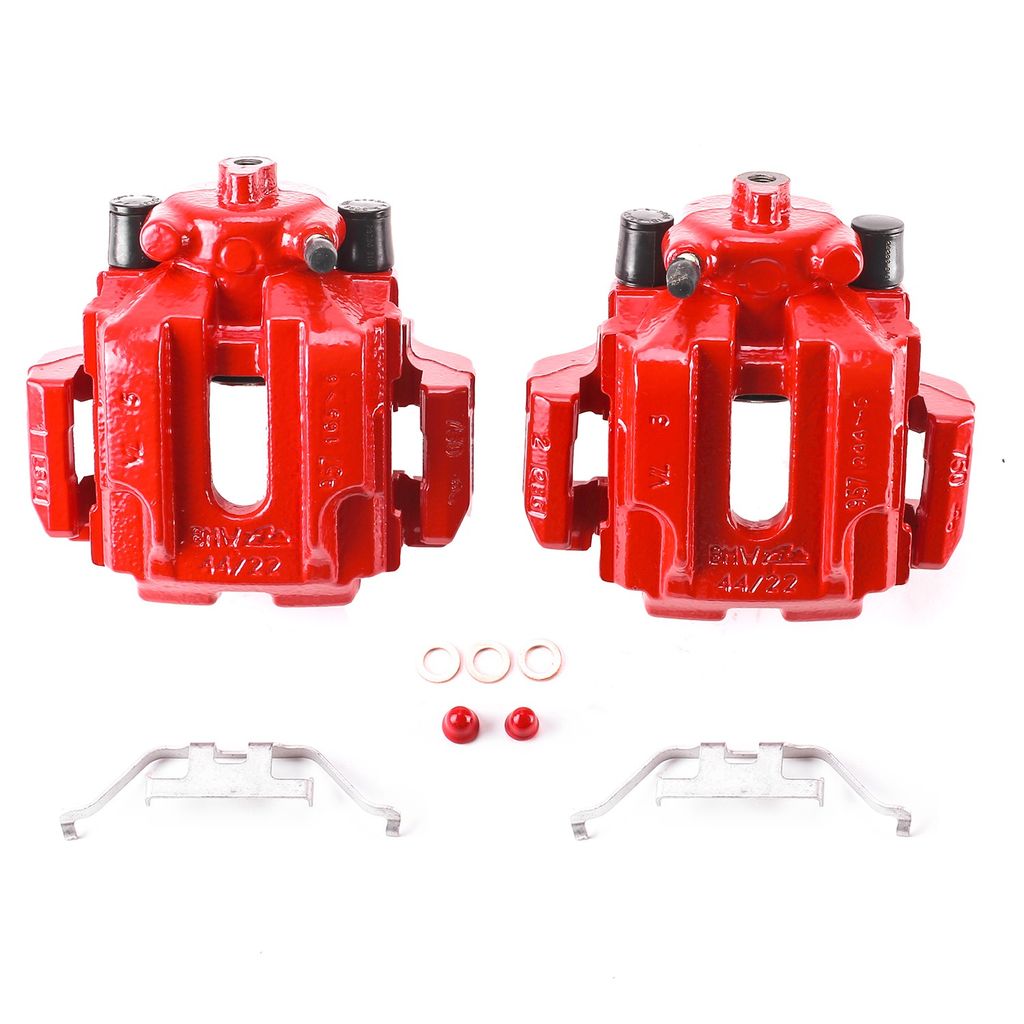 PowerStop S3328 - Disc Brake Caliper Set, Red, Powdercoated with Bracket