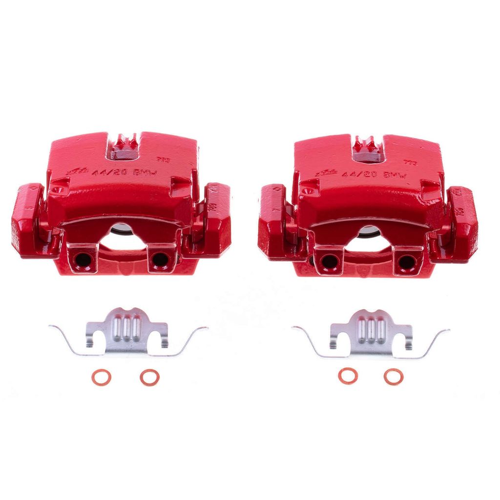 PowerStop S3330 - Disc Brake Caliper Set, Red, Powdercoated with Bracket