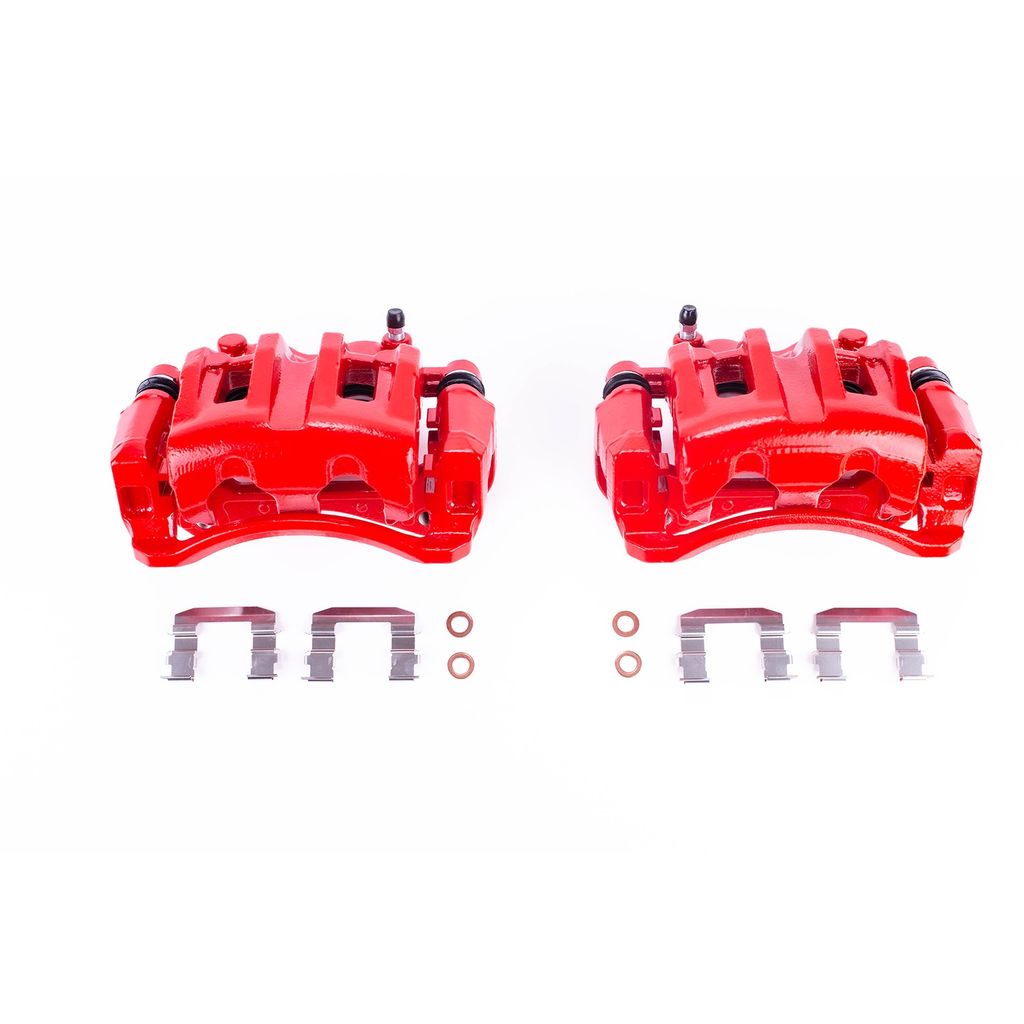 PowerStop S3344 - Disc Brake Caliper Set, Red, Powdercoated with Bracket