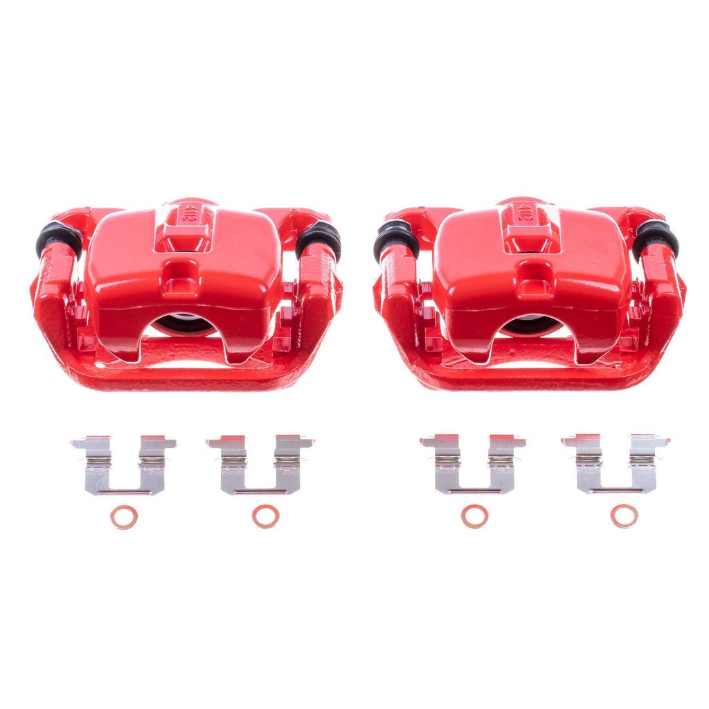 PowerStop S3350 - Disc Brake Caliper Set, Red, Powdercoated with Bracket