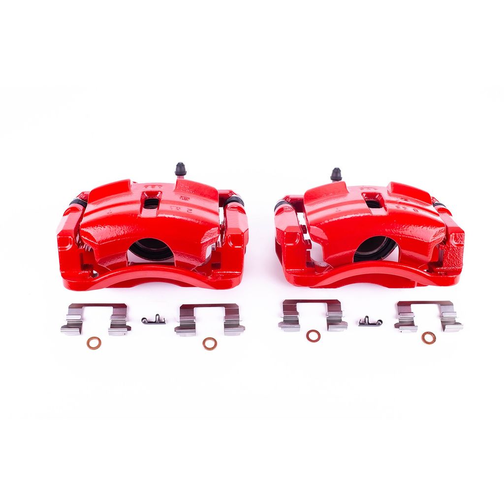 PowerStop S3428 - Disc Brake Caliper Set, Red, Powdercoated with Bracket