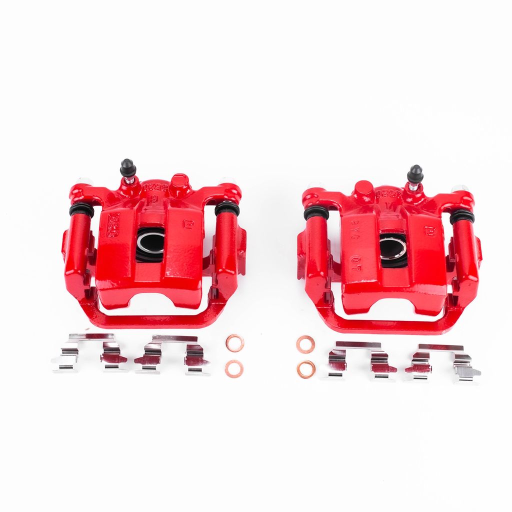 PowerStop S3436 - Disc Brake Caliper Set, Red, Powdercoated with Bracket