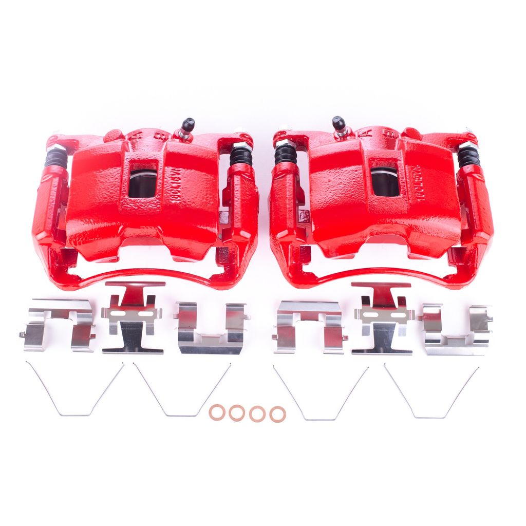 PowerStop S3448 - Disc Brake Caliper Set, Red, Powdercoated with Bracket