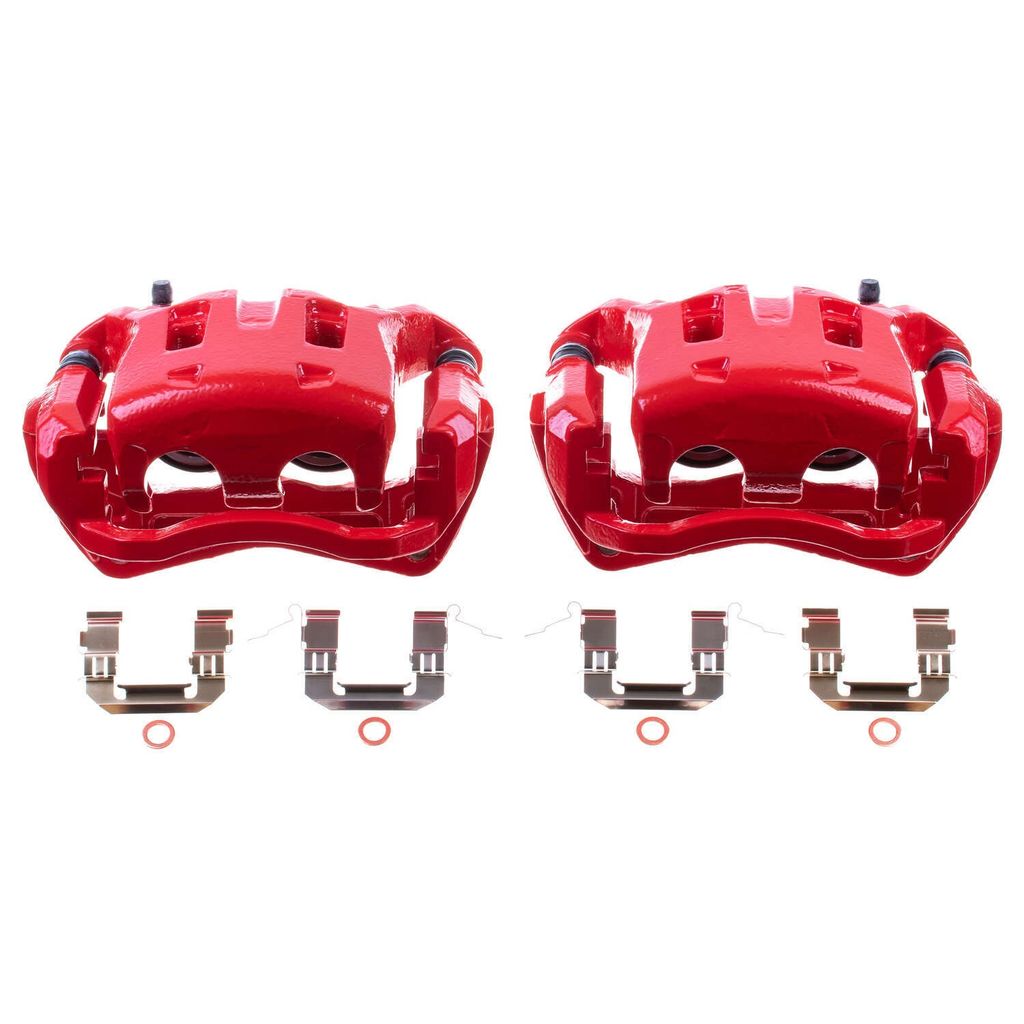 PowerStop S3714 - Disc Brake Caliper Set, Red, Powdercoated with Bracket