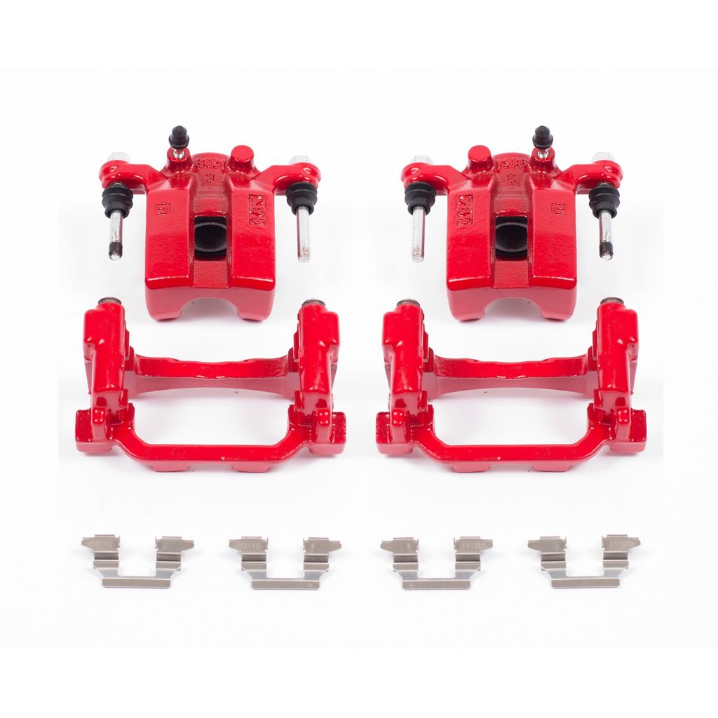 PowerStop S3738 - Disc Brake Caliper Set, Red, Powdercoated with Bracket