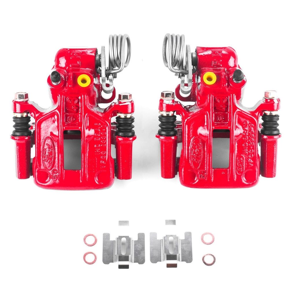 PowerStop S4536 - Disc Brake Caliper Set, Red, Powdercoated with Bracket