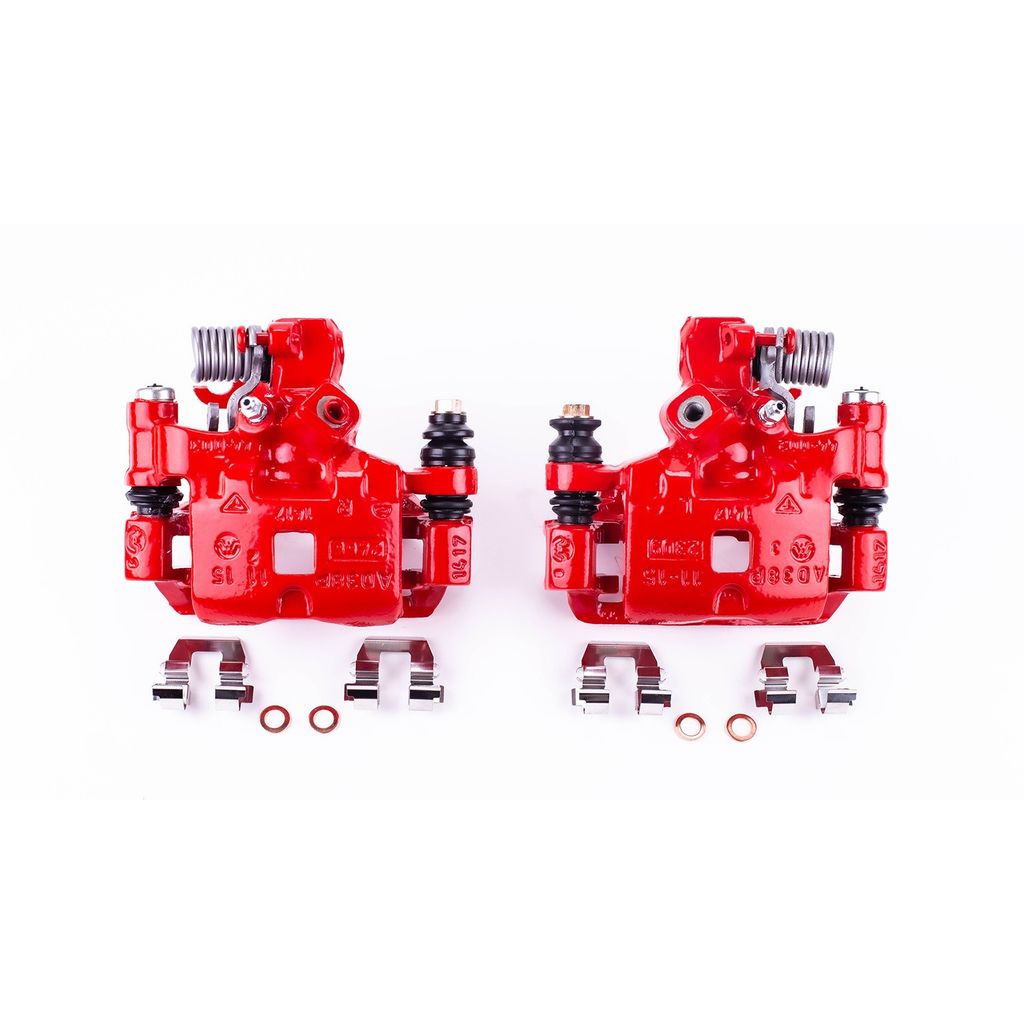 PowerStop S4542 - Disc Brake Caliper Set, Red, Powdercoated with Bracket