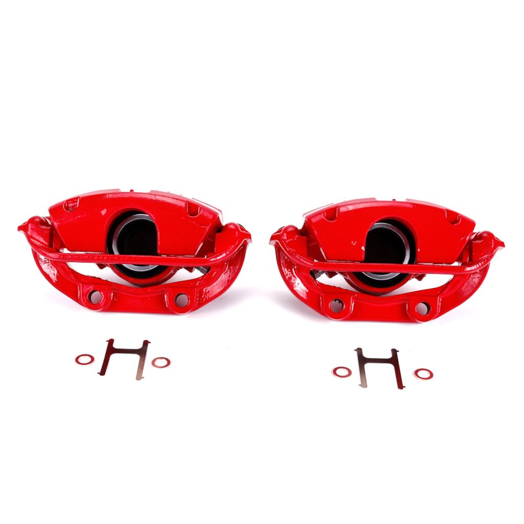 PowerStop S4626 - Disc Brake Caliper Set, Red, Powdercoated with Bracket