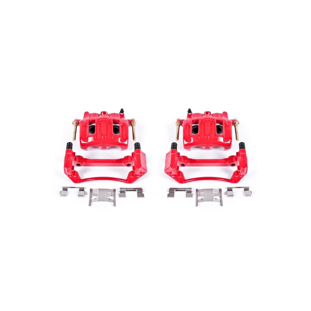 PowerStop S4634 - Disc Brake Caliper Set, Red, Powdercoated with Bracket