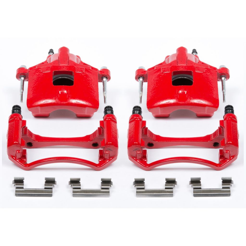 PowerStop S4638 - Disc Brake Caliper Set, Red, Powdercoated with Bracket
