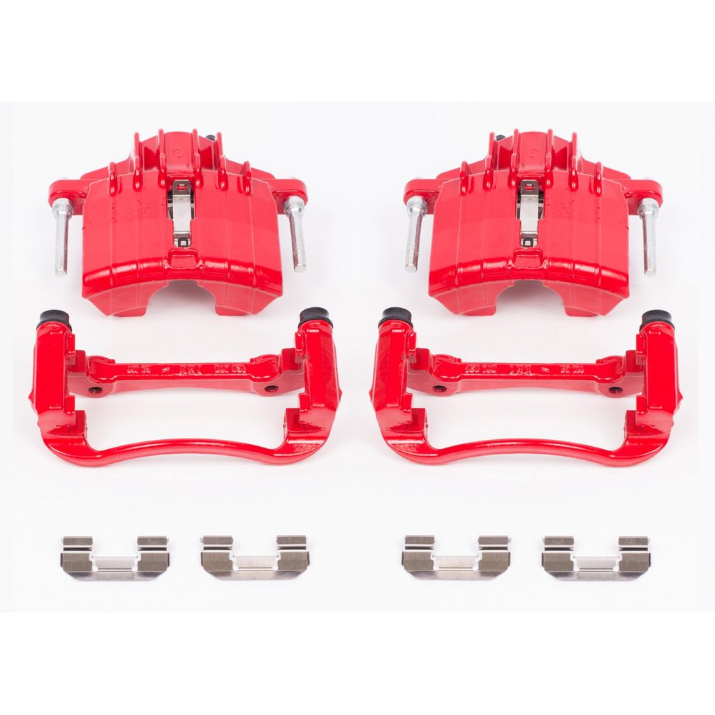 PowerStop S4646 - Disc Brake Caliper Set, Red, Powdercoated with Bracket