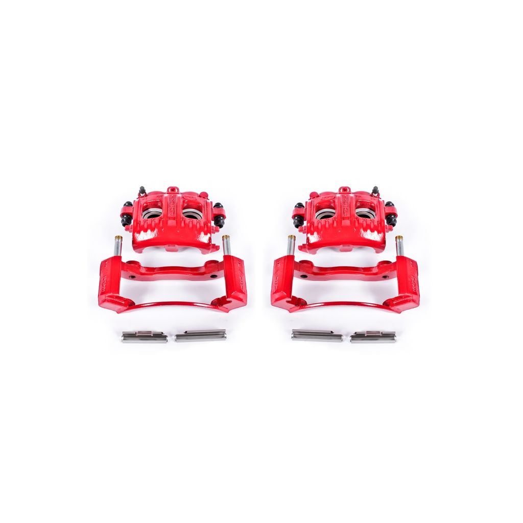 PowerStop S4652 - Disc Brake Caliper Set, Red, Powdercoated with Bracket