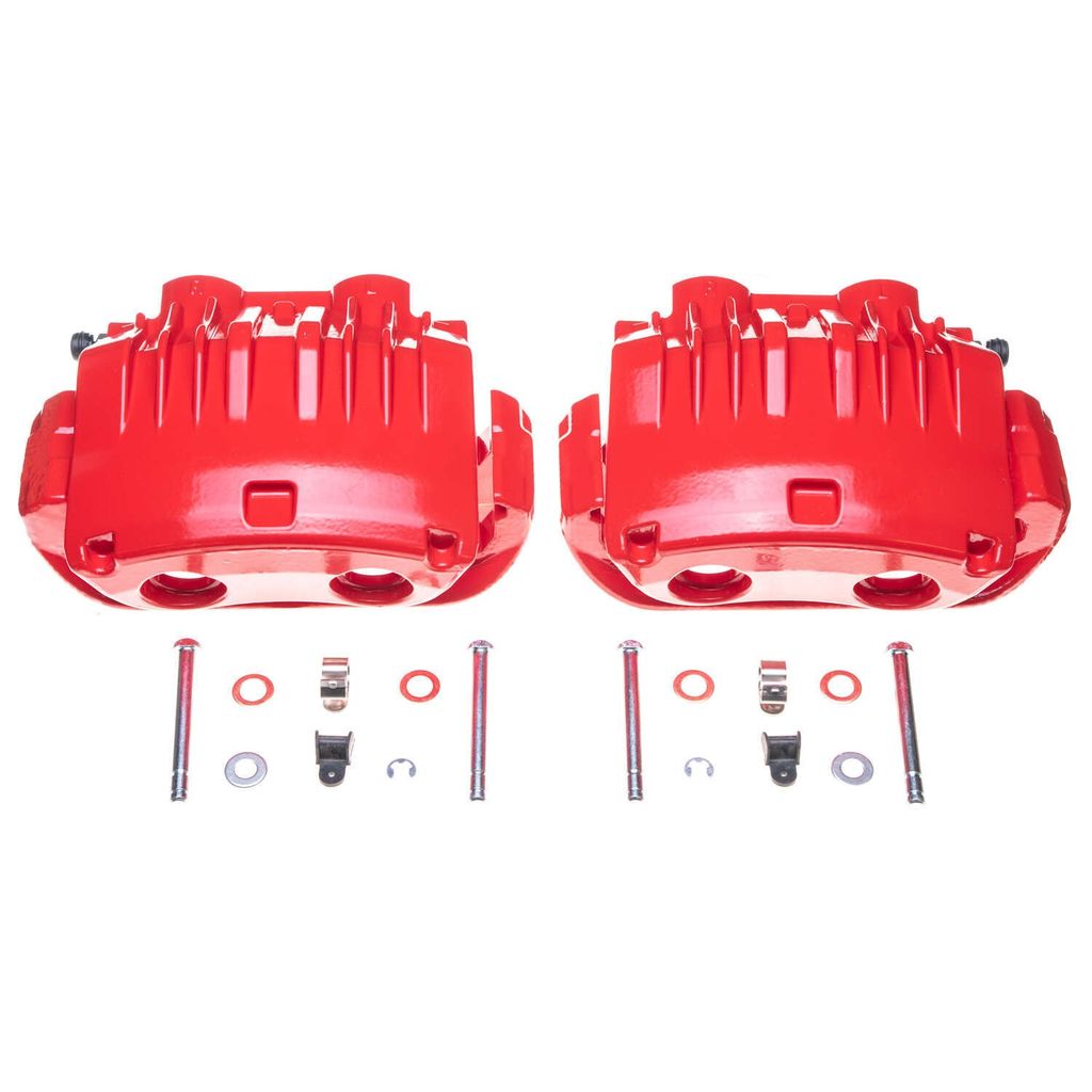 PowerStop S4654C - Disc Brake Caliper Set, Red, Powdercoated with Bracket