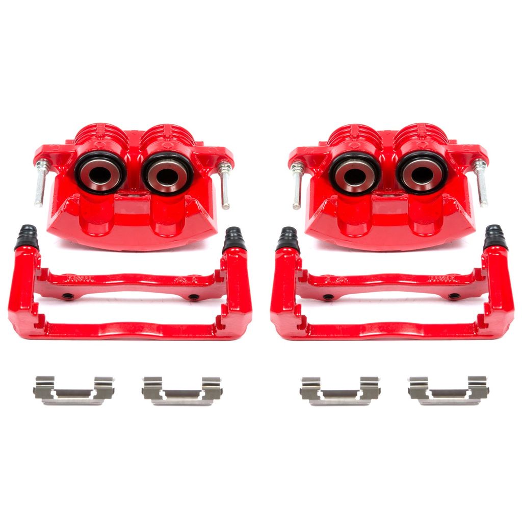 PowerStop S4692 - Disc Brake Caliper Set, Red, Powdercoated with Bracket