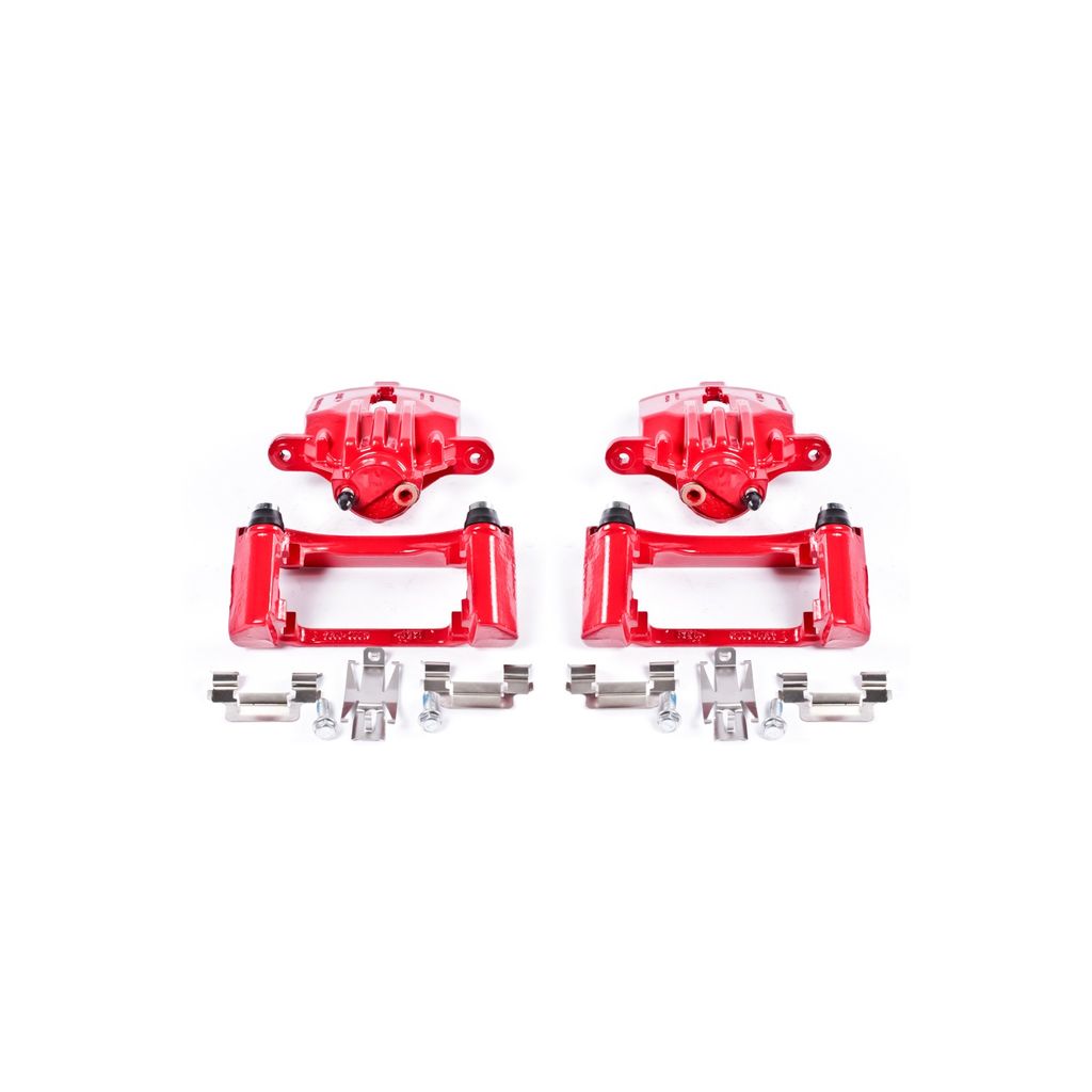 PowerStop S4696 - Disc Brake Caliper Set, Red, Powdercoated with Bracket