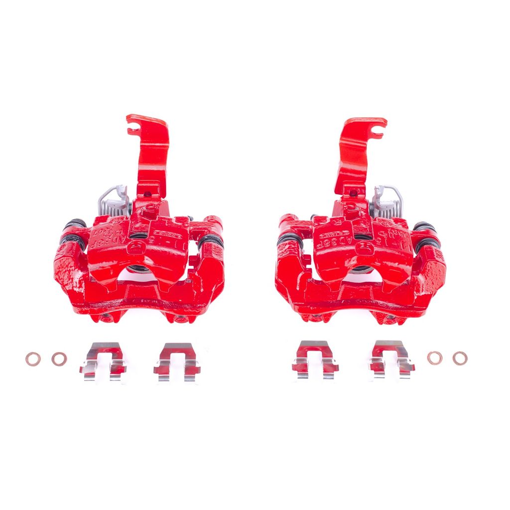 PowerStop S4718 - Disc Brake Caliper Set, Red, Powdercoated with Bracket