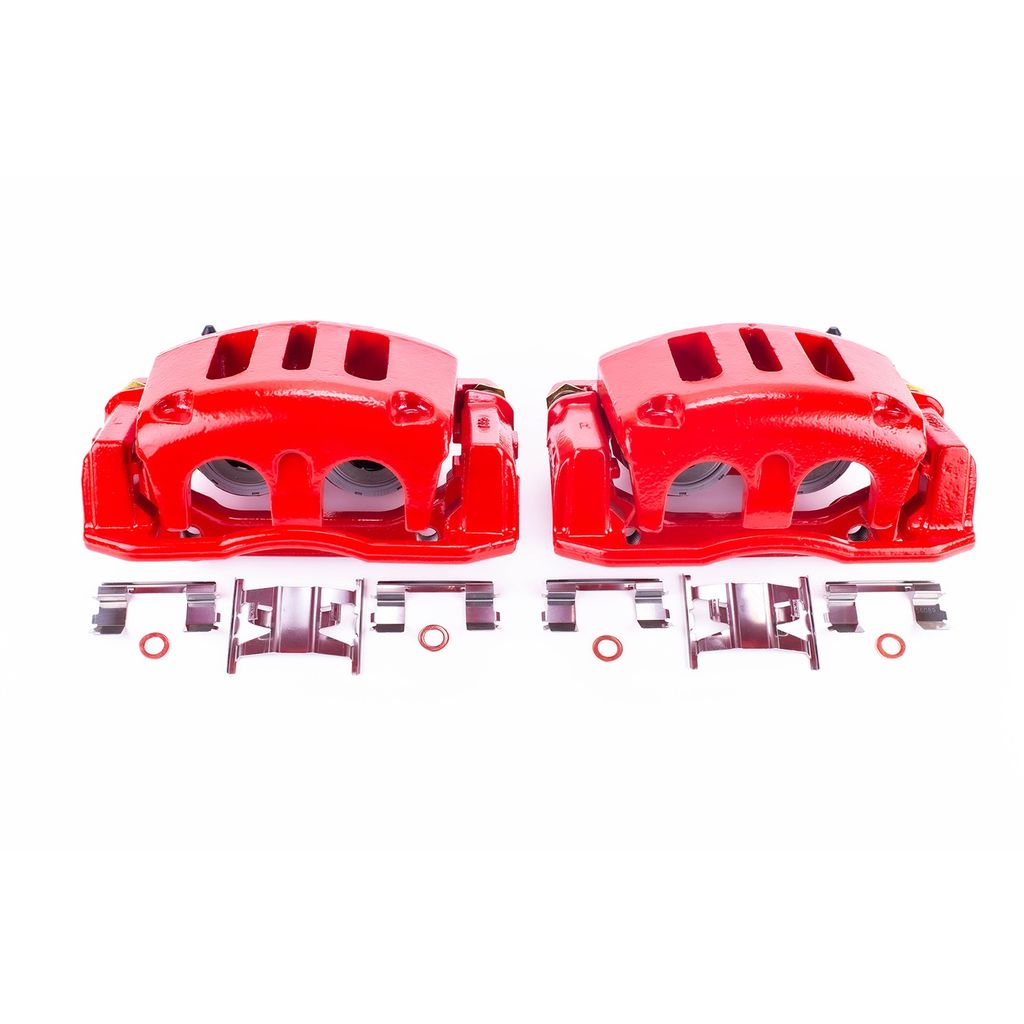 PowerStop S4734 - Disc Brake Caliper Set, Red, Powdercoated with Bracket